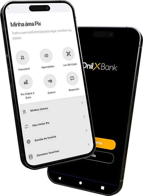 Smartphones OnilX Bank - Minha área Pix e OnilX Bank
